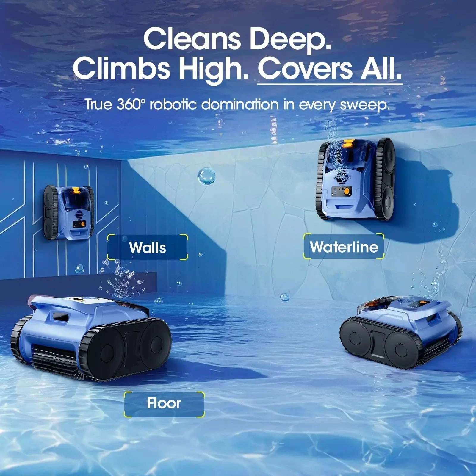 Cordless Robotic Pool Vacuum 150 Min Runtime 2000 sq.ft Coverage - Image 4