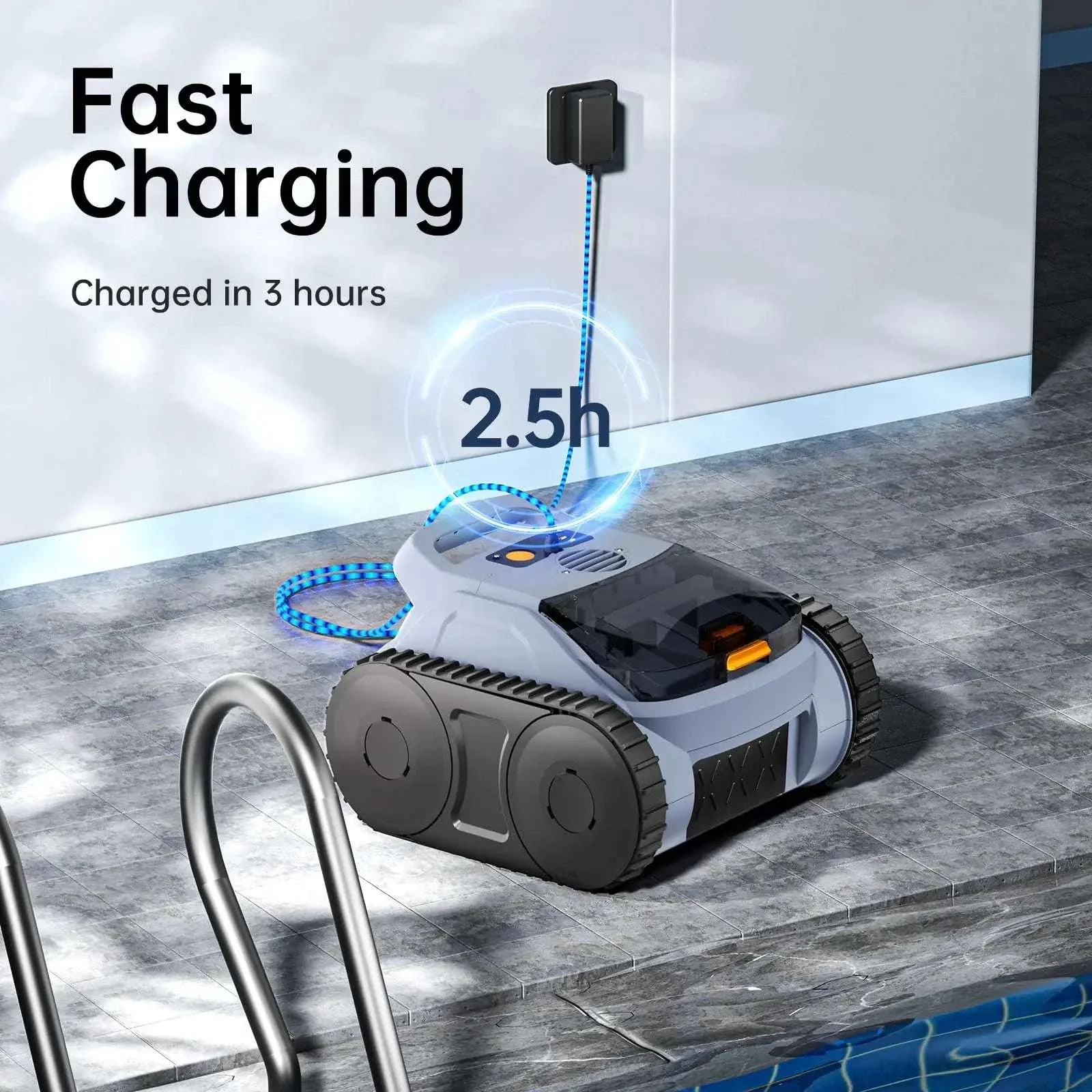 Cordless Robotic Pool Vacuum 150 Min Runtime 2000 sq.ft Coverage - Image 7