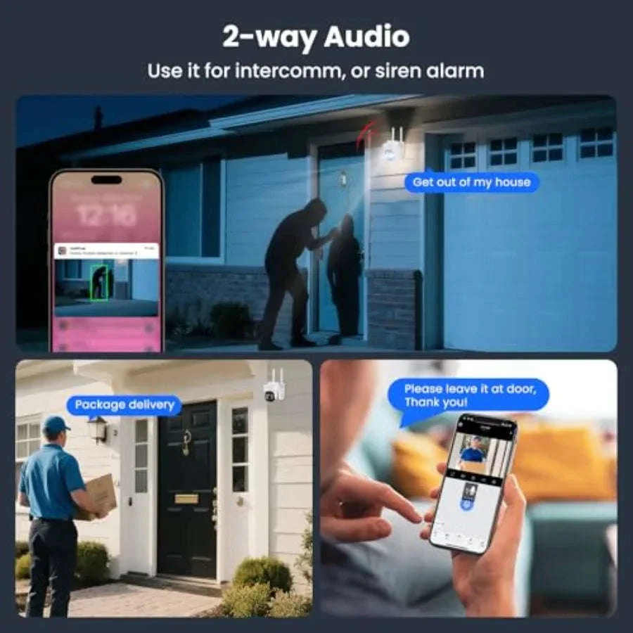 Indoor/Outdoor Security Camera System with 10X Zoom PTZ Tracking - Image 6