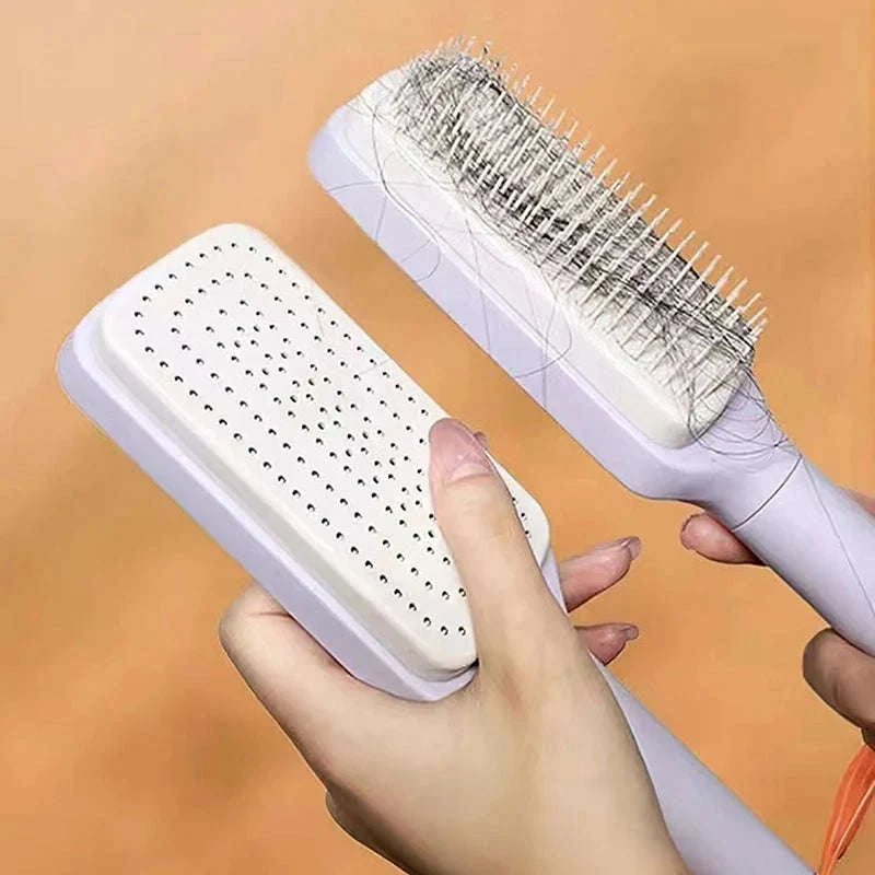Self-Cleaning Hairbrush with Scalp Massager and Detangler - Image 2