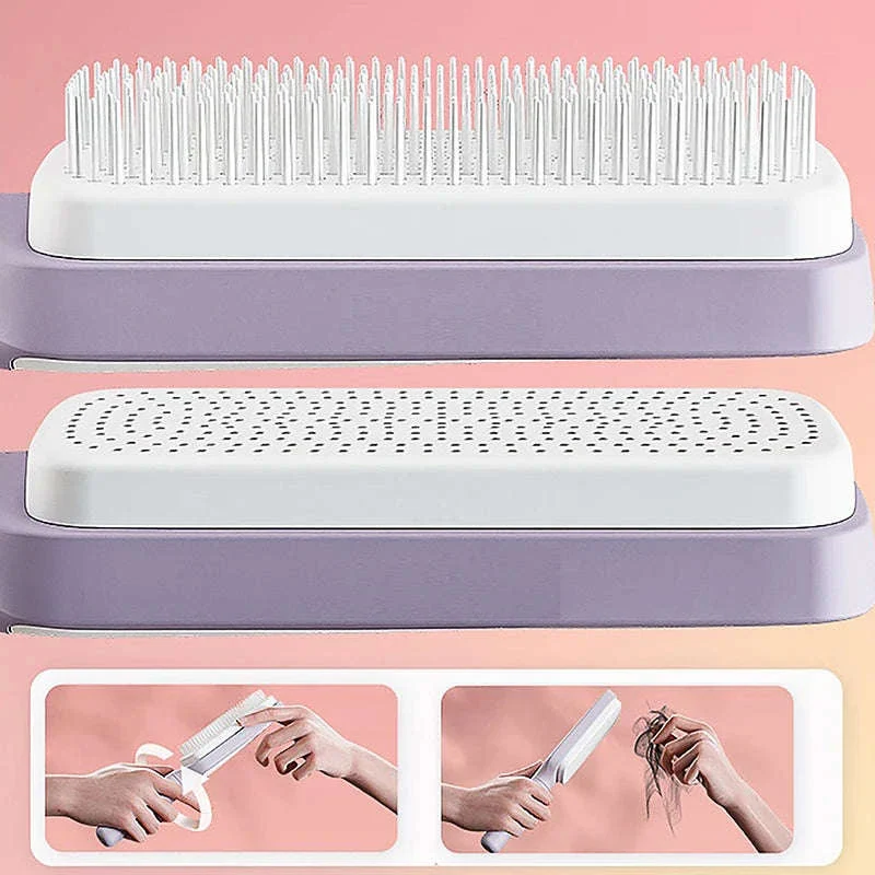 Self-Cleaning Hairbrush with Scalp Massager and Detangler - Image 3