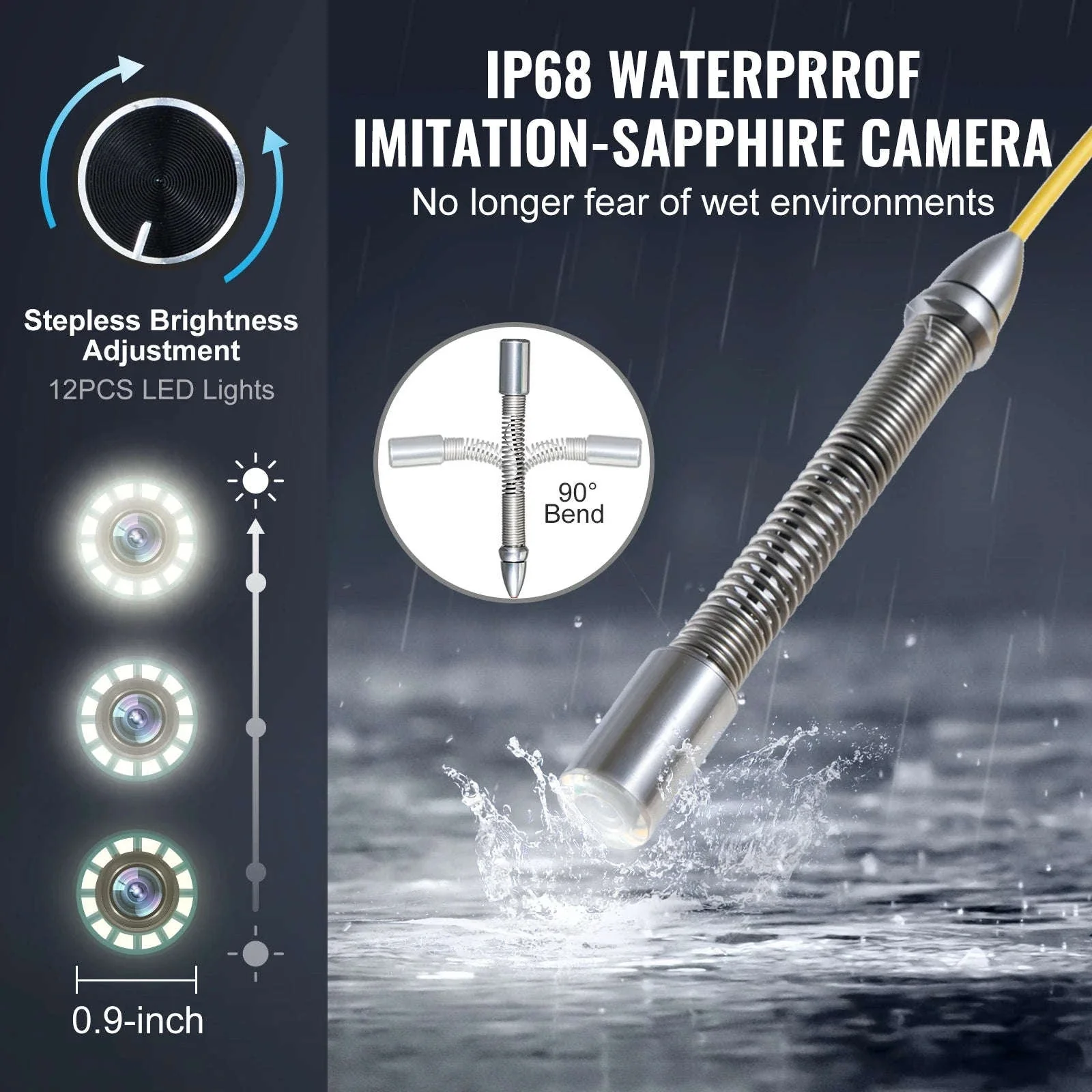Self-Leveling Sewer Camera with 9-Inch HD Screen - Image 4