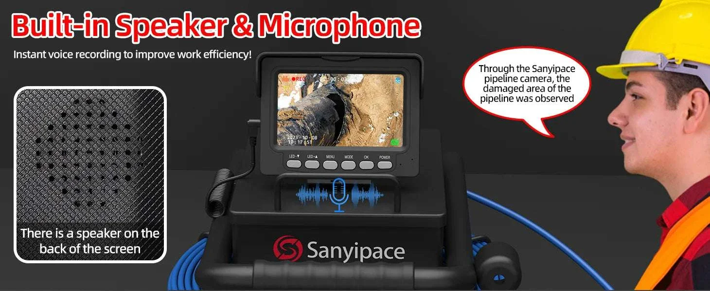 Sewer Inspection Camera 17mm LED Borescope with 4.3" Screen DVR - Image 7