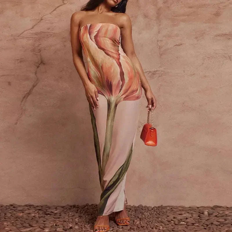 Strapless Printed Maxi Dress with Flowy, Feminine Silhouette - Image 16