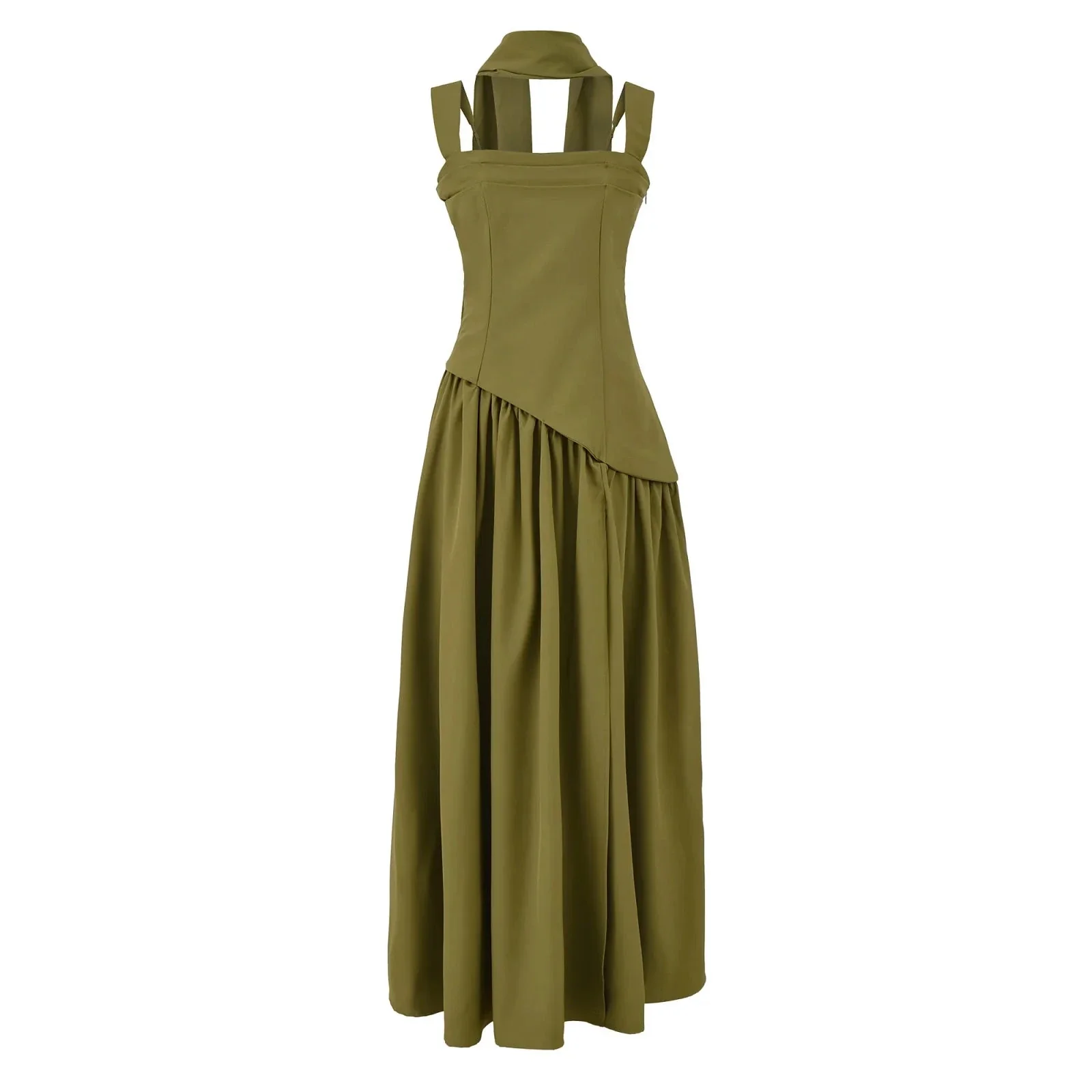 Sexy High Slit Midi Dress with Strapless A-Line Silhouette - Image 32