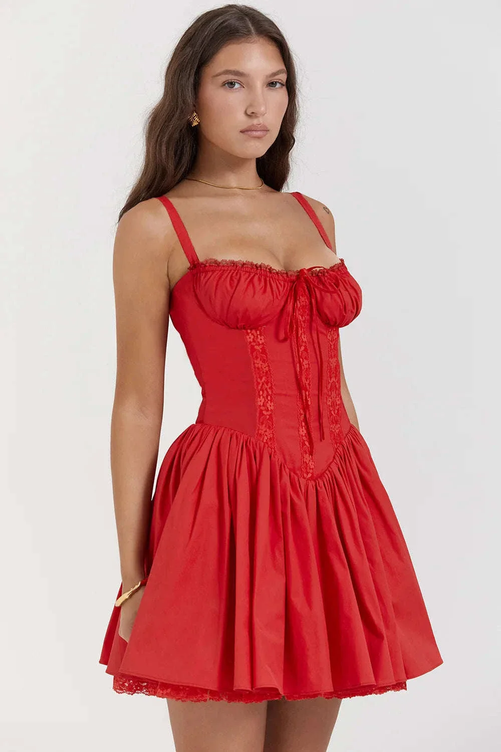 Sexy Lace Print Mini Dress with Square Neckline and Long Sleeves - Image 25