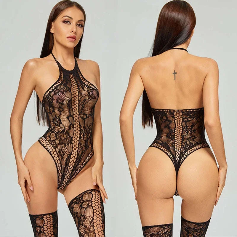 Leopard Print Mesh Bodystocking Lingerie Set - Image 12