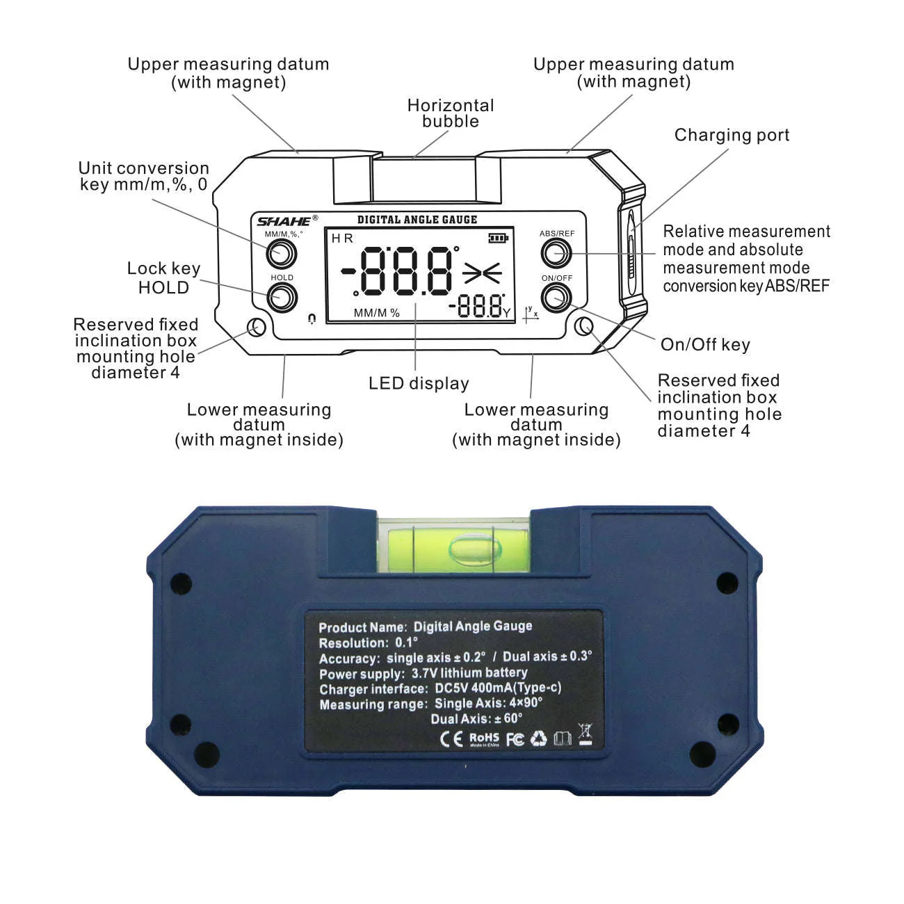 Magnetic Digital Angle Finder Inclinometer with Backlit Display - Image 10