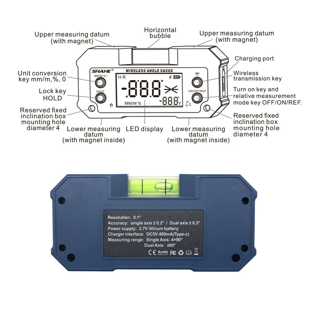 Magnetic Digital Angle Finder Inclinometer with Backlit Display - Image 11