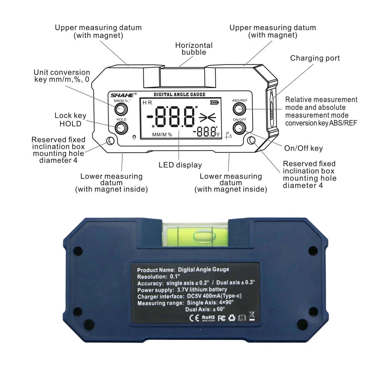 Magnetic Digital Angle Finder Inclinometer with Backlit Display - Image 3