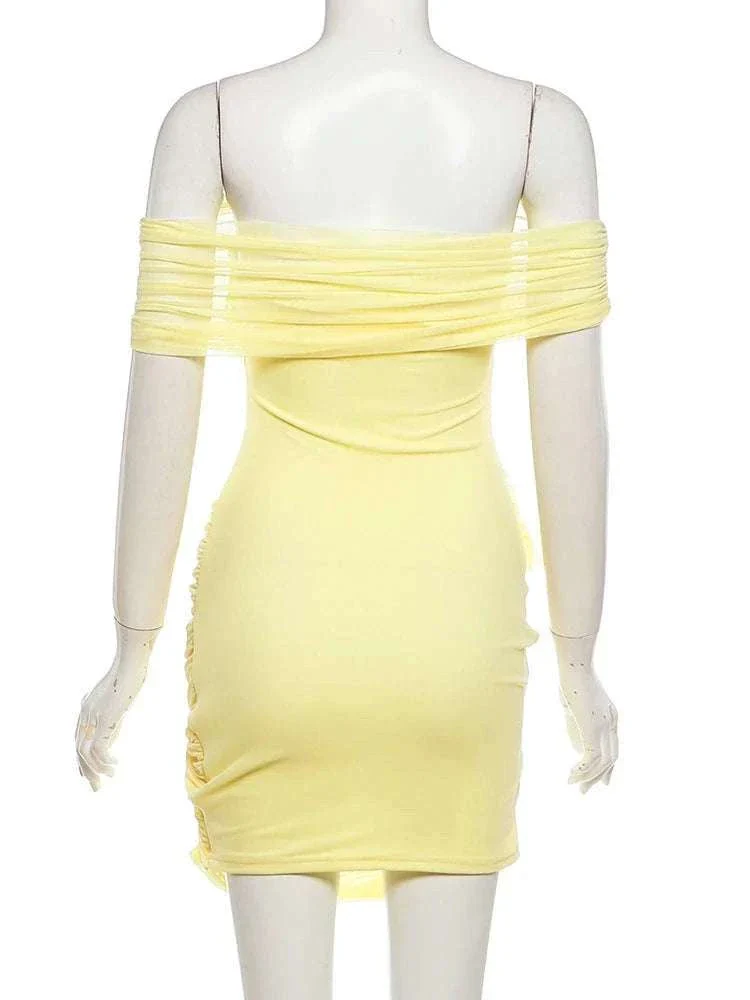 Sheer Backless Mini Dress with Slash Neck and Bodycon Fit - Image 10