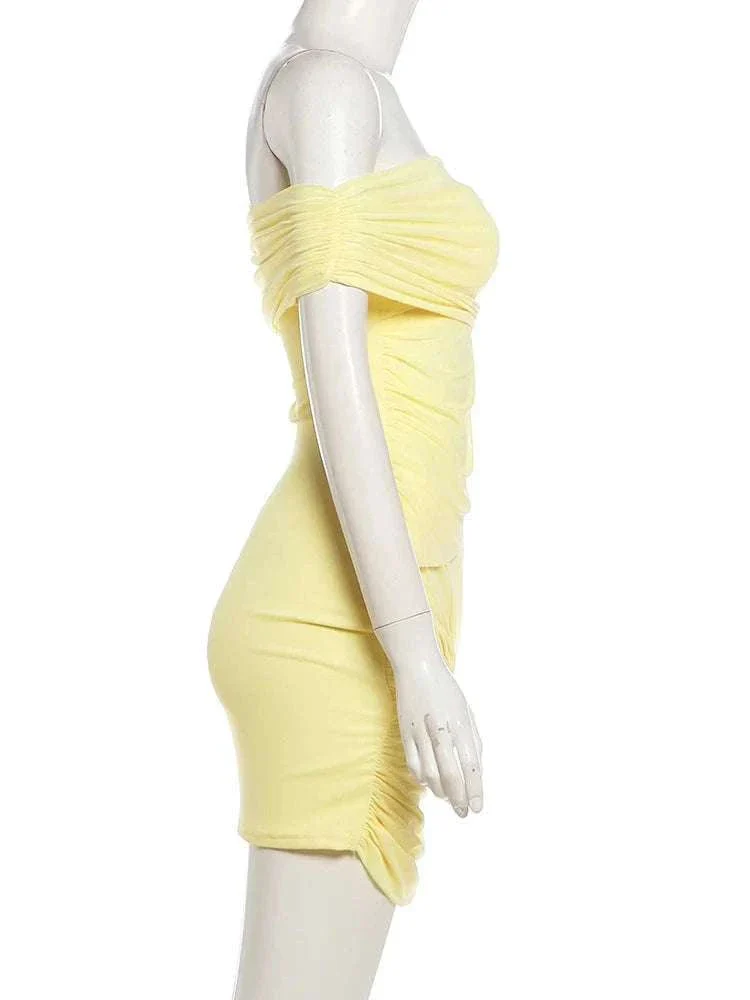 Sheer Backless Mini Dress with Slash Neck and Bodycon Fit - Image 9