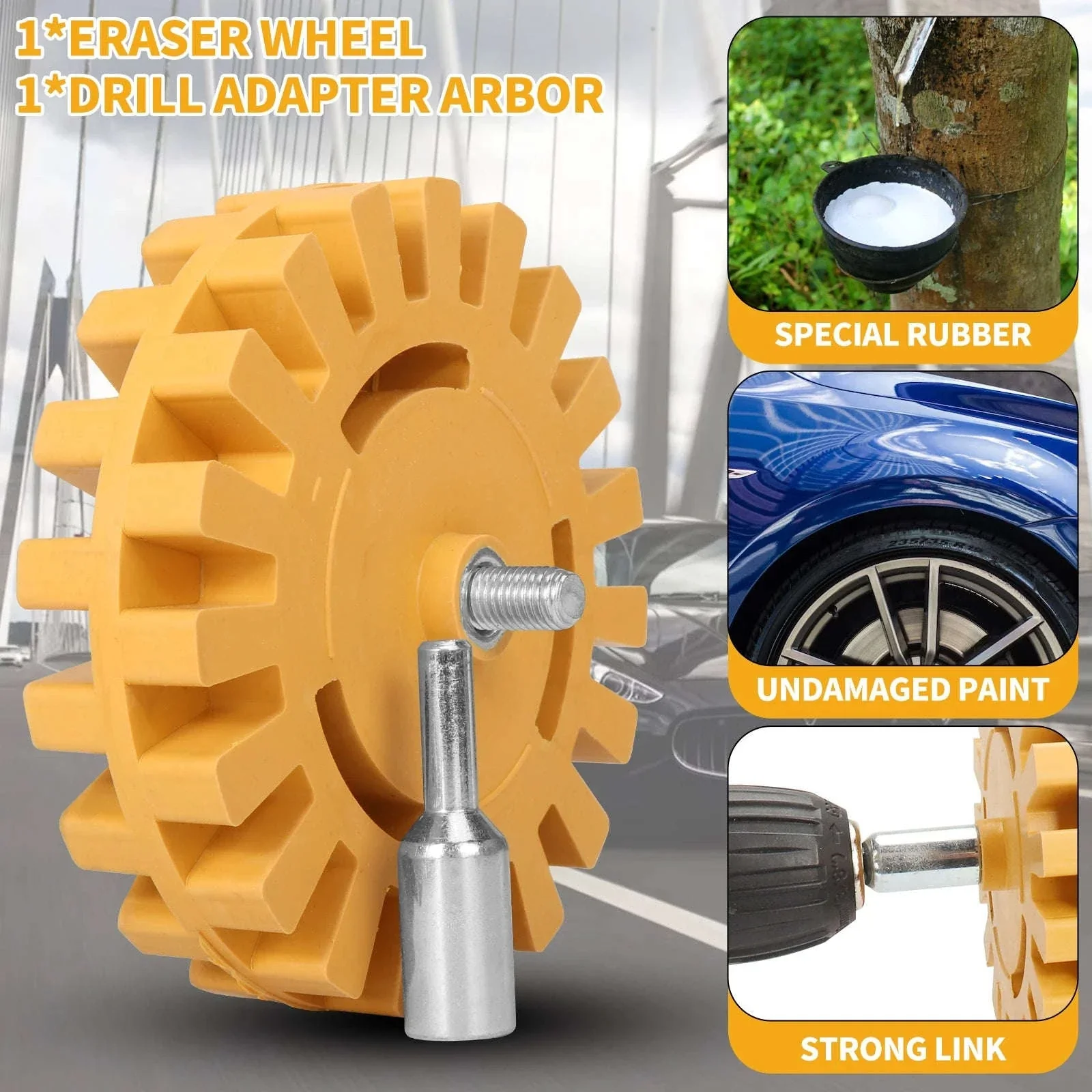 Adhesive Remover Wheel with Drill Adapter for Decal Cleanup - Image 3