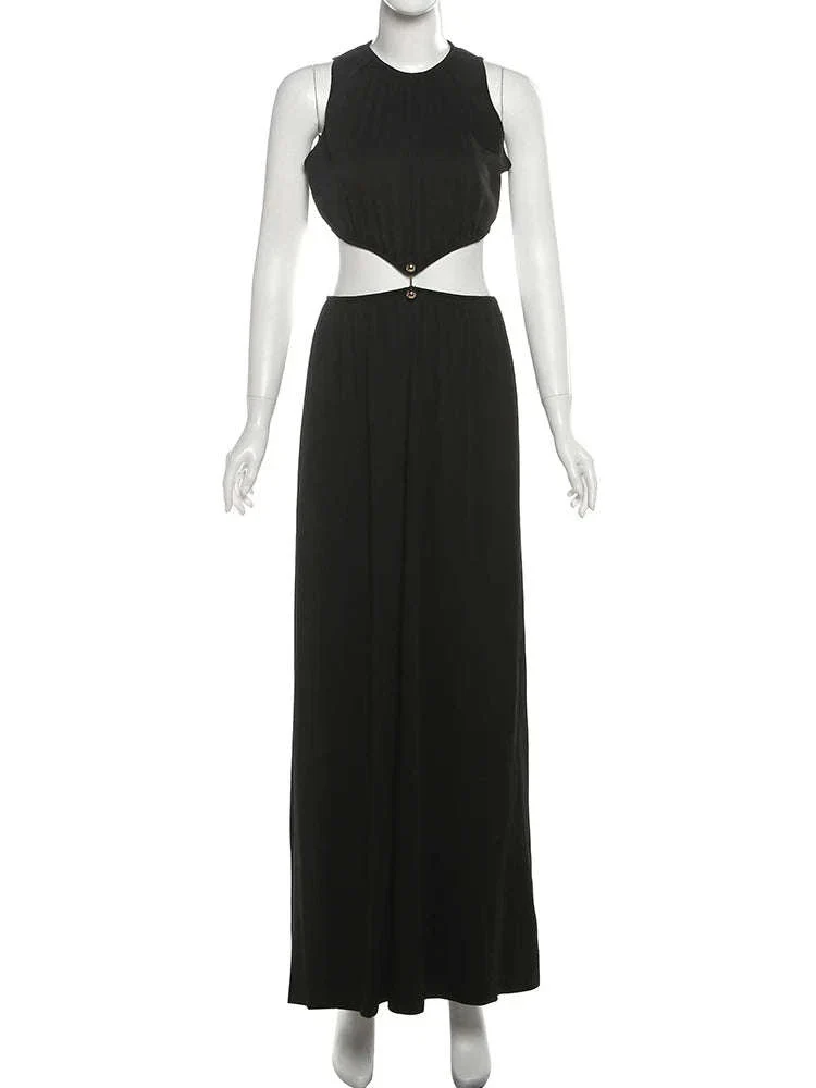 Sleeveless Halter Maxi Dress with Hollow Out Detail - Image 8