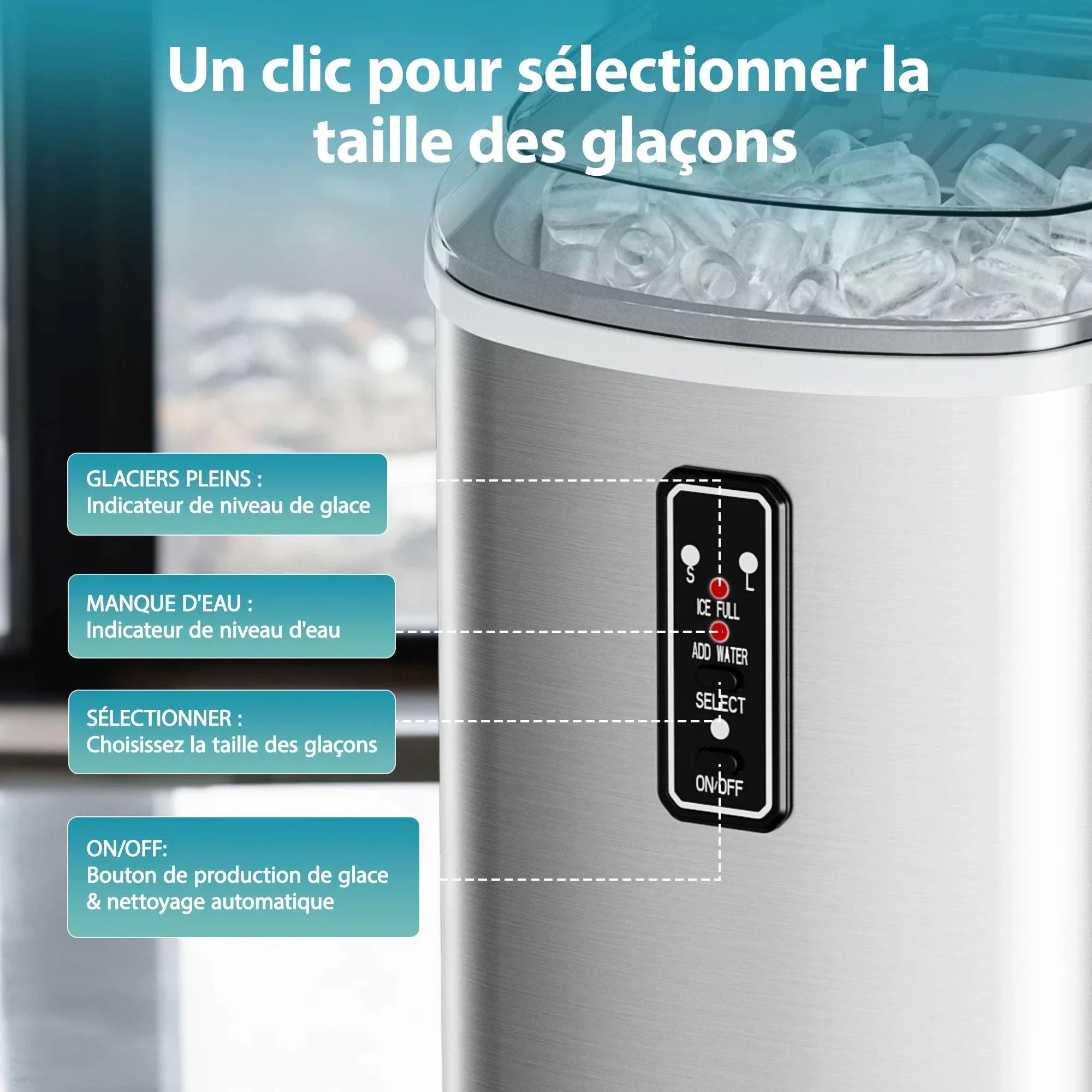 Portable Ice Maker, 9 Cubes in 6–12 Minutes, Black - Image 4