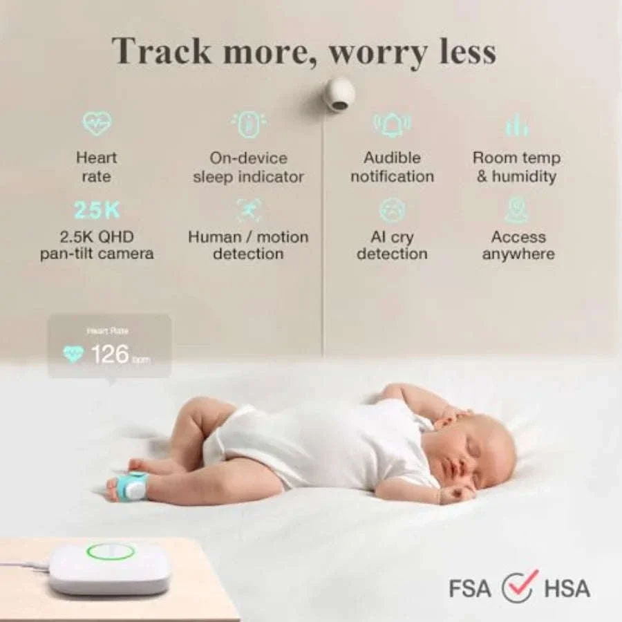 Smart Baby Sock Monitor and 2.5K PTZ Nursery Camera - Image 8
