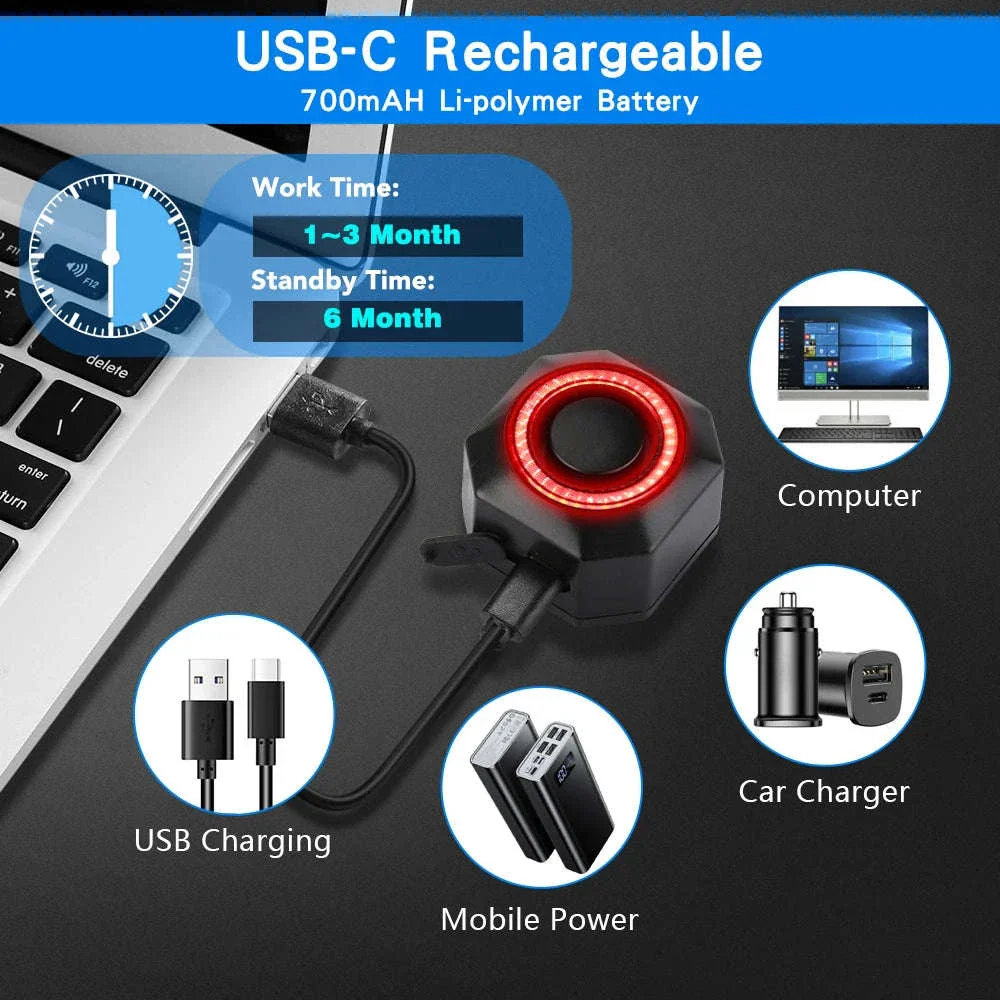 Smart Bike Light Alarm with Brake Sensing and Remote Security - Image 5
