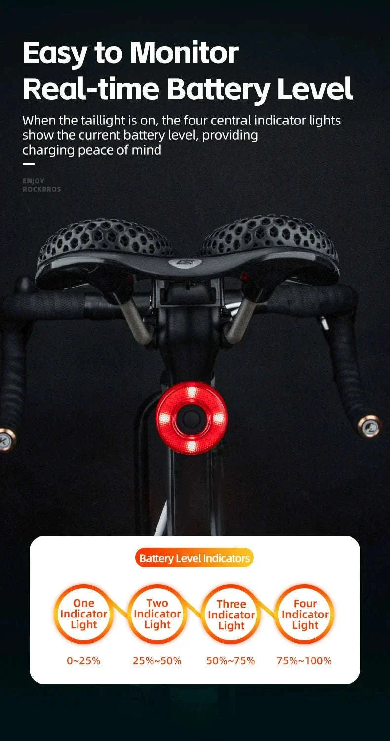 Smart Bike Tail Light with Brake Sensor and USB Rechargeable Waterproof Design - Image 16