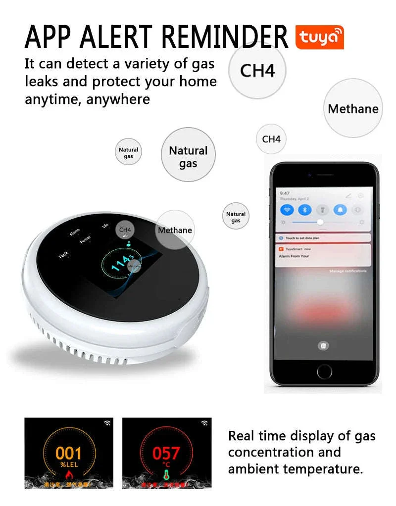 Smart Gas Detector Alarm with App Alerts and LCD Display - Image 3