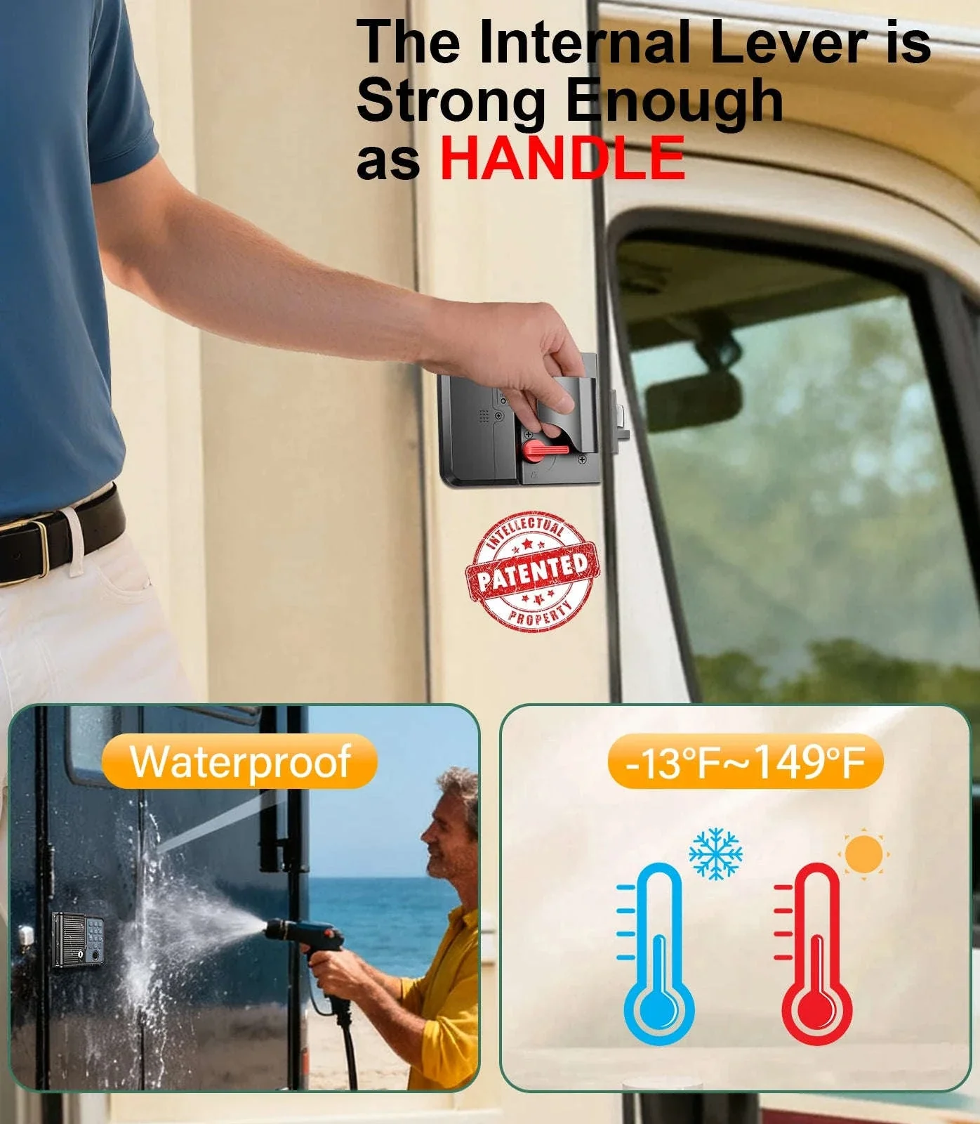 Smart RV Door Lock with Fingerprint, Keypad Remote & Weatherproof Metal - Image 4