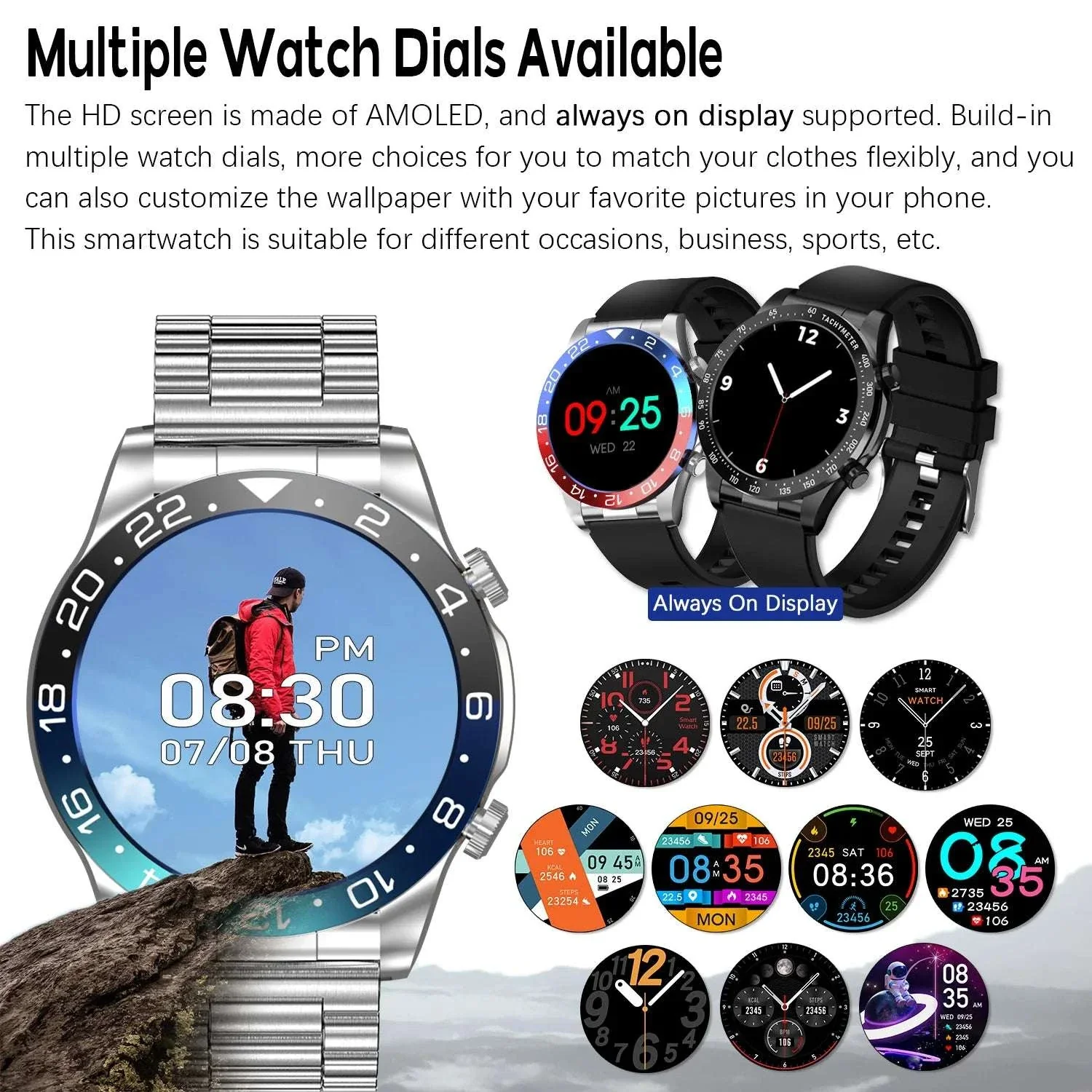 Men’s Smartwatch with AMOLED Display, Bluetooth Call & Fitness Tracking - Image 2