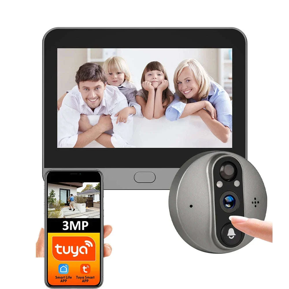 3MP Smart WiFi Peephole Camera with 4.3-inch LCD Viewer