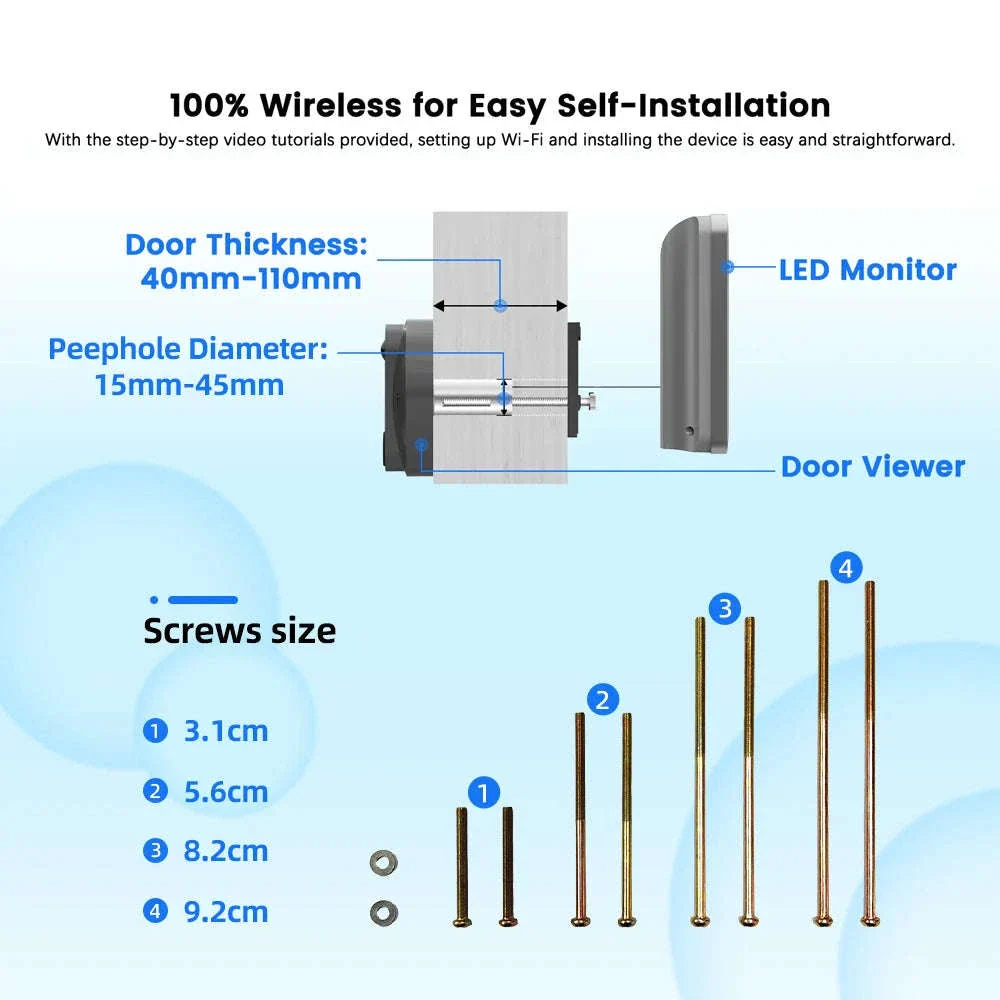 3MP Smart WiFi Peephole Camera with 4.3-inch LCD Viewer - Image 6