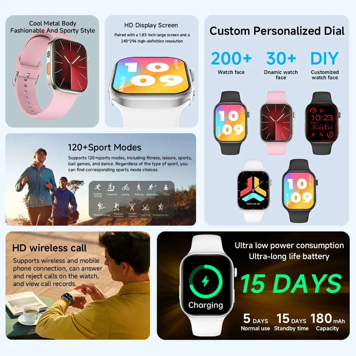 Smartwatch 1.83" HD Display with Bluetooth Calling & Fitness Tracking - Image 2