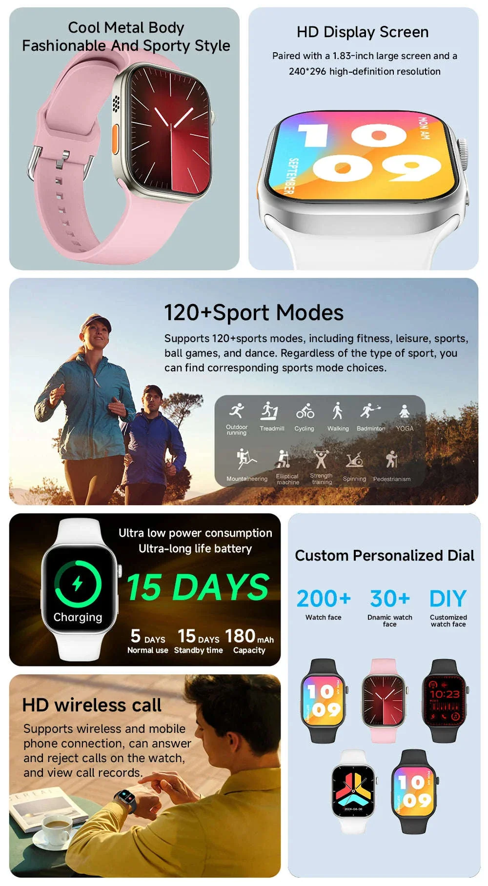 Smartwatch 1.83" HD Display with Bluetooth Calling & Fitness Tracking - Image 8