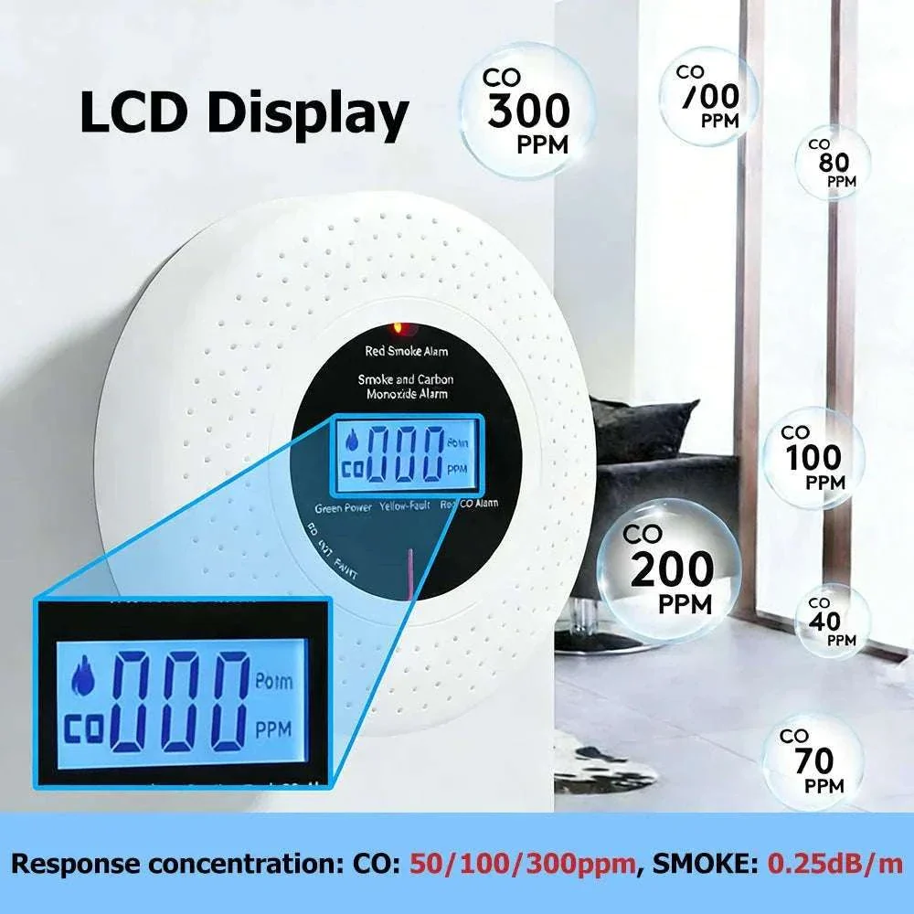 Smoke and Carbon Monoxide Detector with LCD Display - Image 3