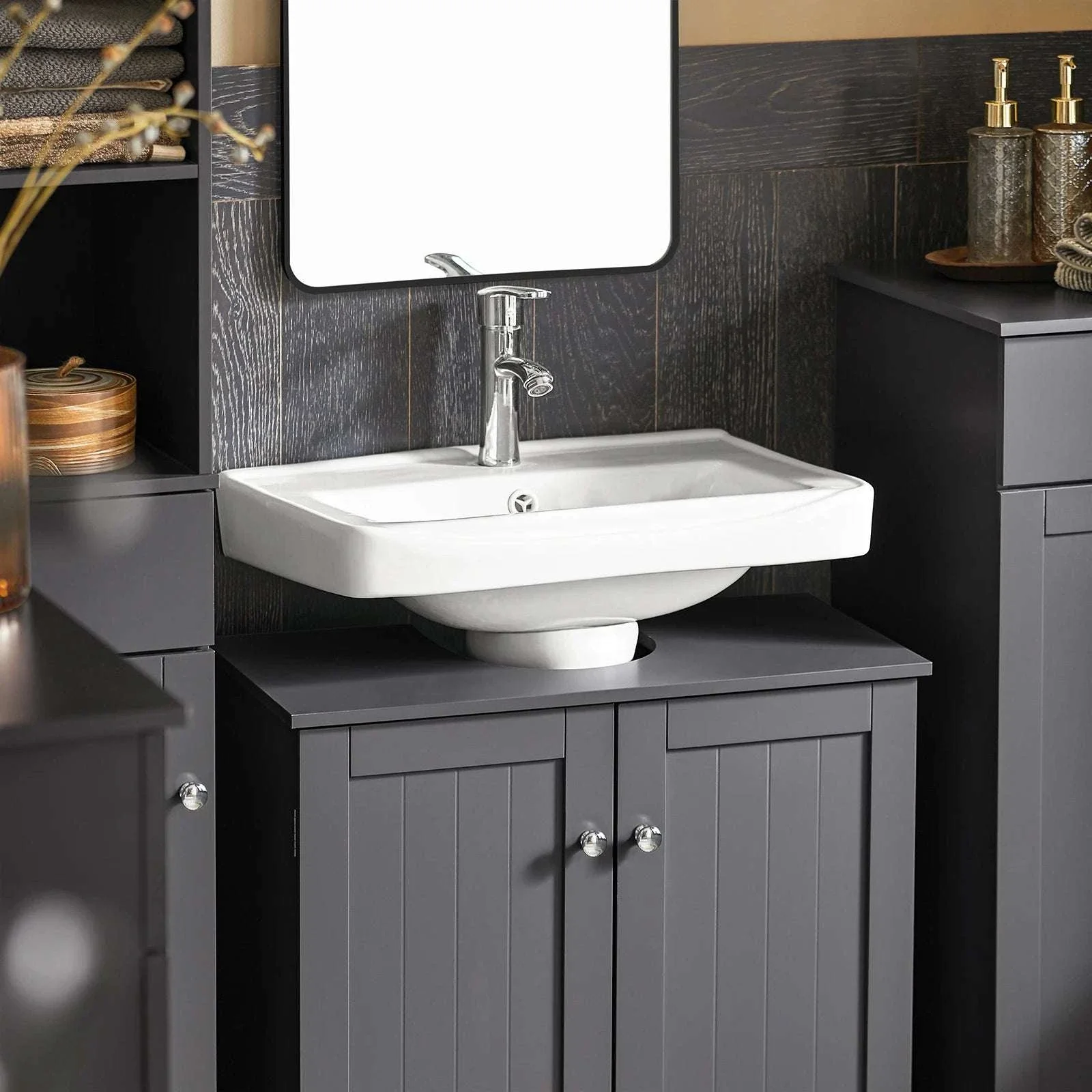 Under Sink Bathroom Cabinet with U-Shape Storage 60x60x30cm - Image 23