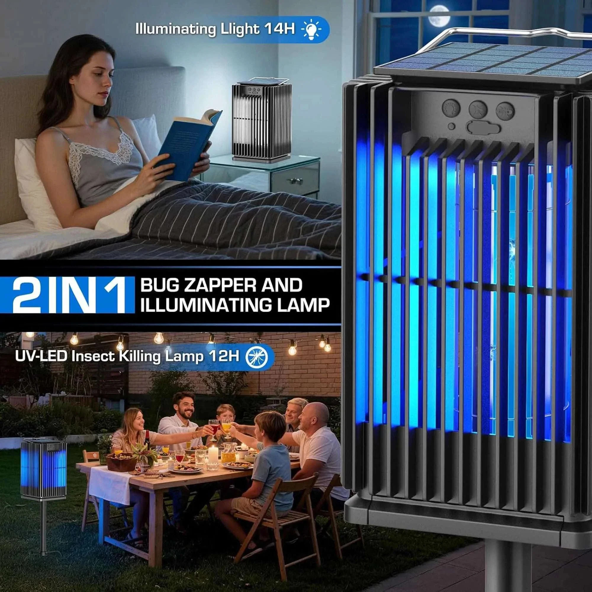 Solar Bug Zapper Outdoor 4200V Mosquito Killer with USB-C Charging - Image 5