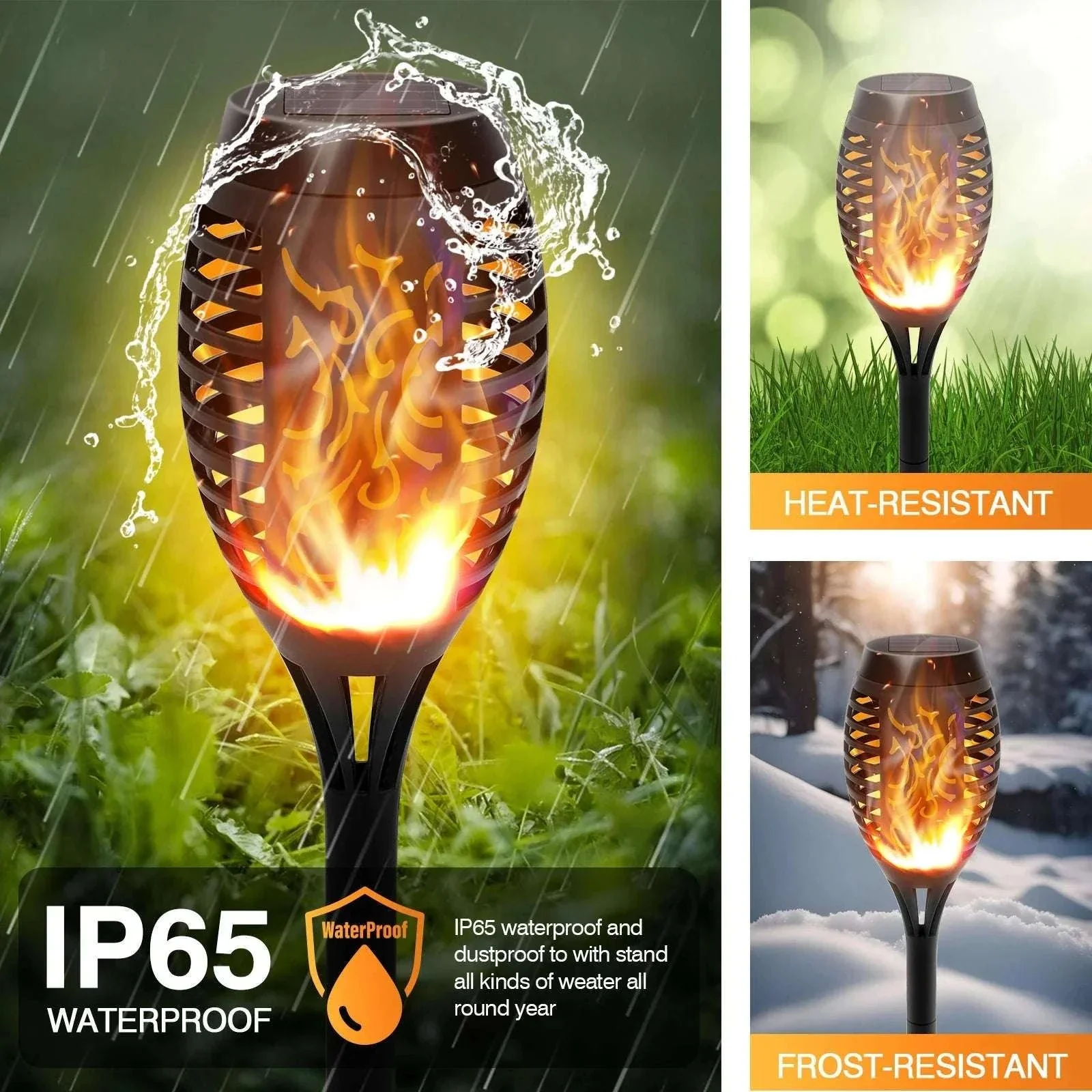 Solar LED Torch Lights with Flickering Flame for Outdoors - Image 2