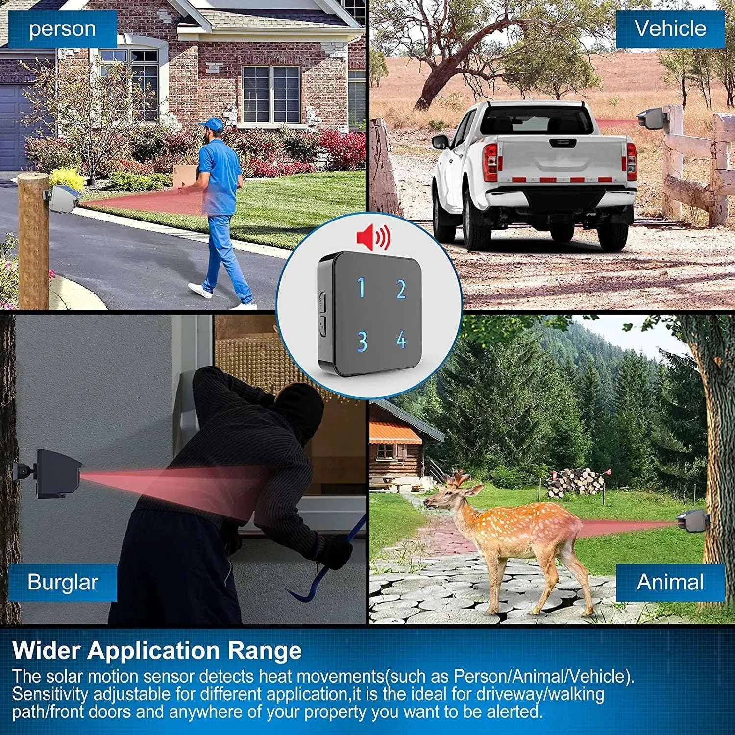 Solar Wireless Driveway Alarm System with 400m Range Motion Sensor - Image 3