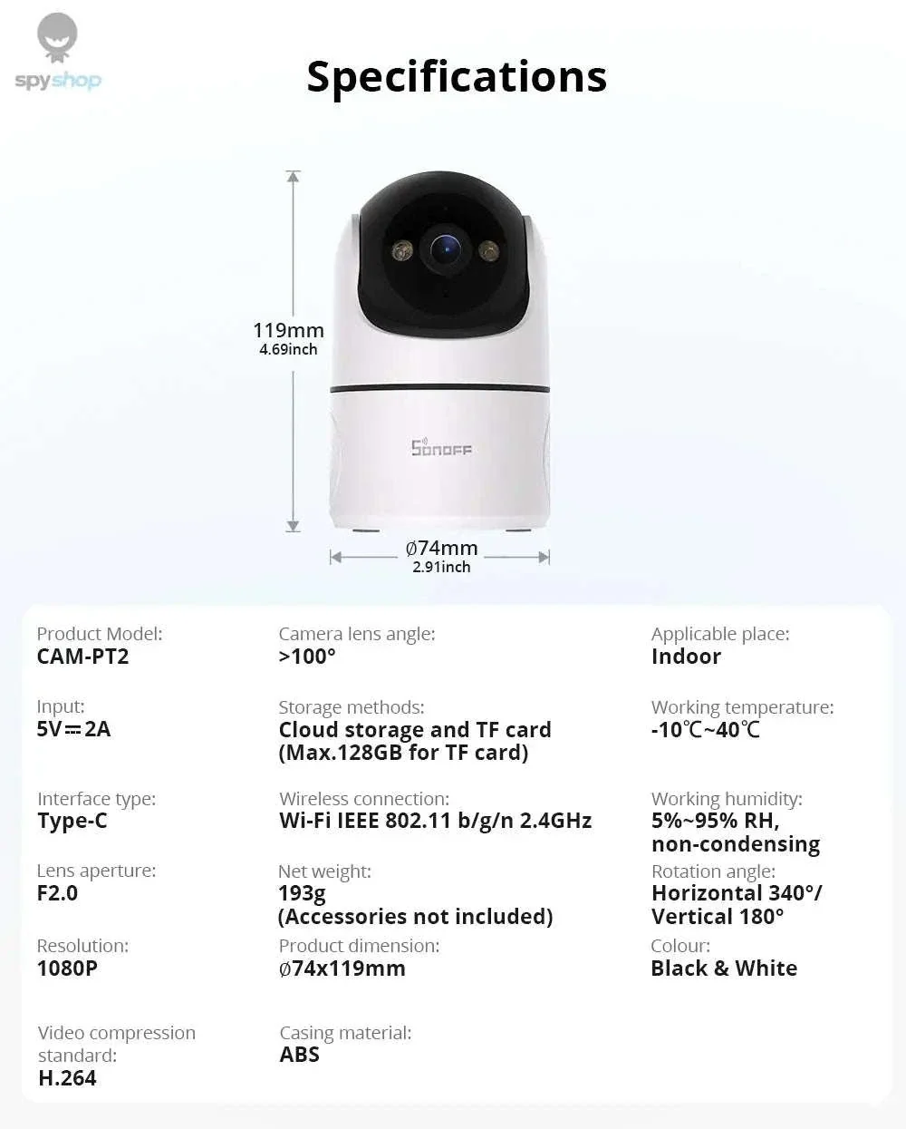 SONOFF CAM PT2 Smart Indoor Security Camera, 1080P PT - Image 26