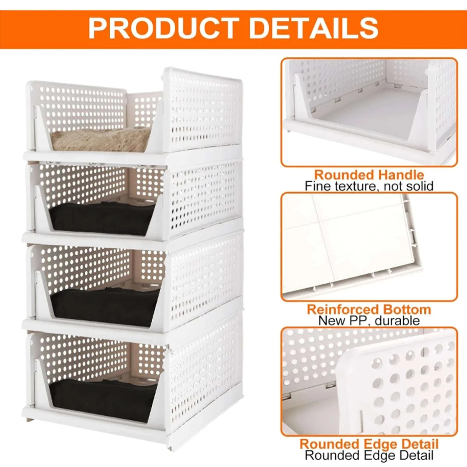 Stackable Folding Wardrobe Storage Boxes with Pull-Out Drawers - Image 4