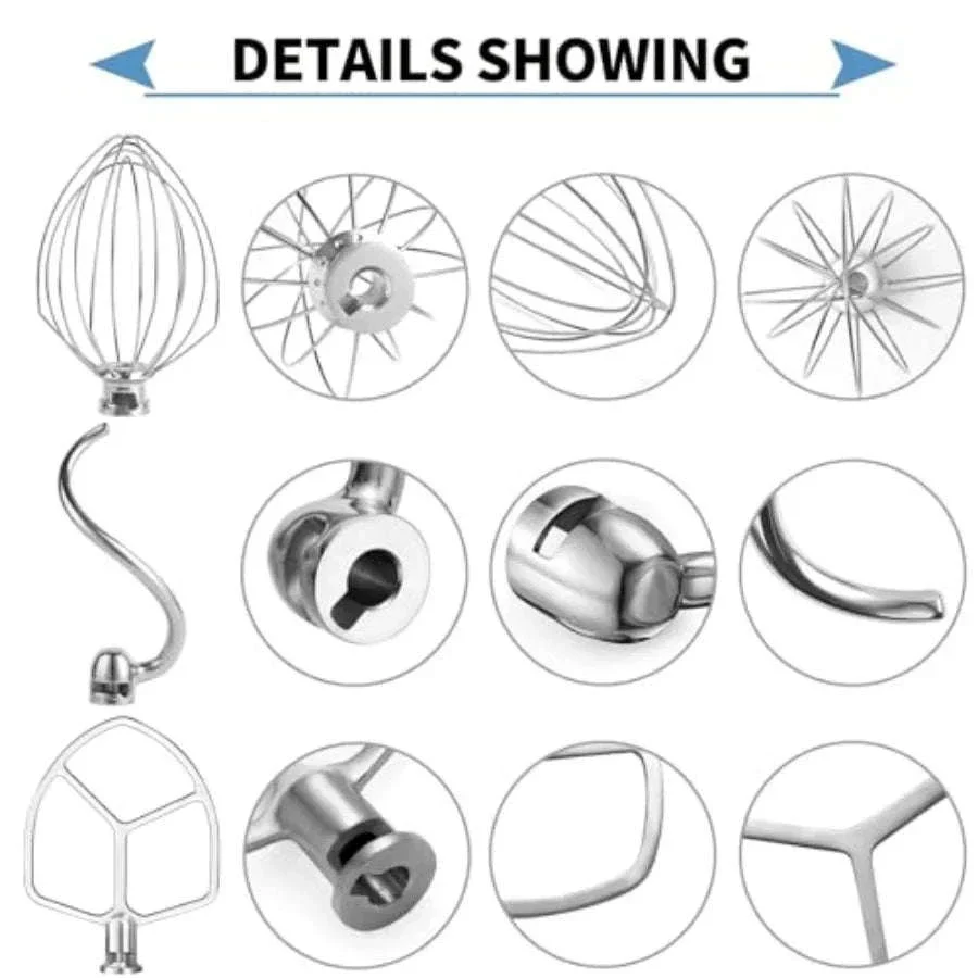 Stainless Steel 3-Piece Wire Whisk Kit for KitchenAid 5-6QT Mixers - Image 3