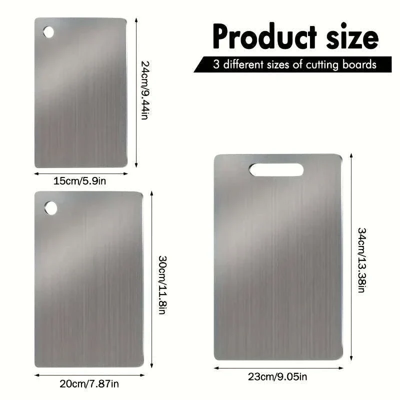 Stainless Steel 3-Piece Cutting Board Set with Non-Slip Feet - Image 6