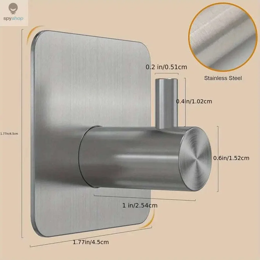 Stainless Steel Adhesive Hooks for Traceless Wall Storage - Image 2
