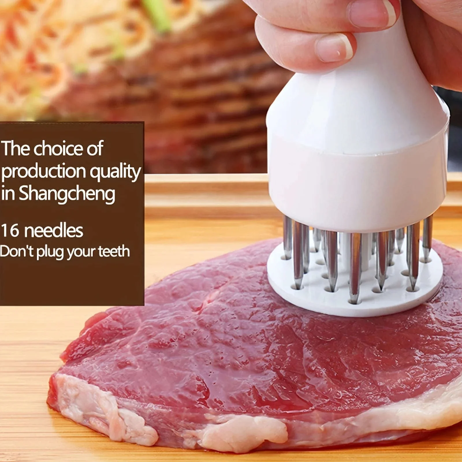 Stainless Steel Meat Tenderizer Hammer and Needle Tool - Image 4