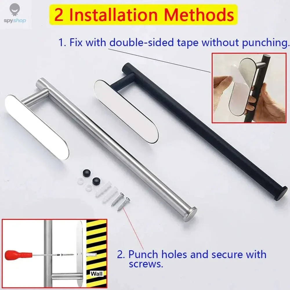 Stainless Steel Paper Towel Holder with Adhesive or Screw Mount - Image 12