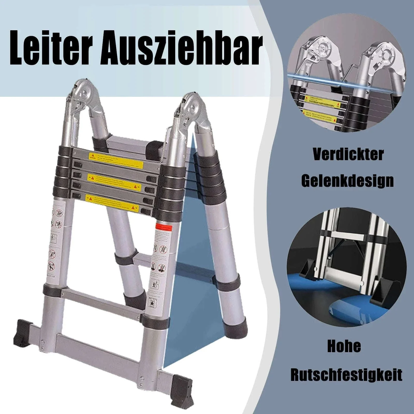Stainless Steel Telescopic Ladder with Hooks - Image 13