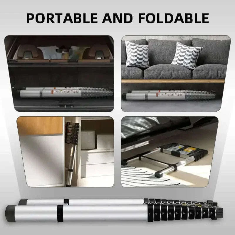 Stainless Steel Telescopic Ladder with Hooks - Image 4