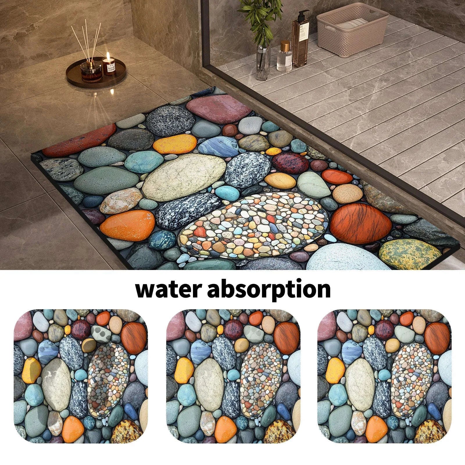 Stone Design Diatomite Bath Mat Quick Dry Non-Slip - Image 3