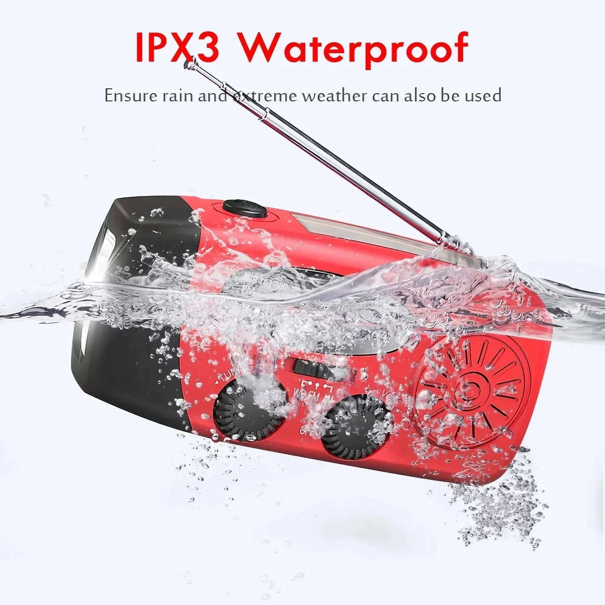 STONEGO Multifunctional Emergency Radio with Solar and Hand Crank - Image 5