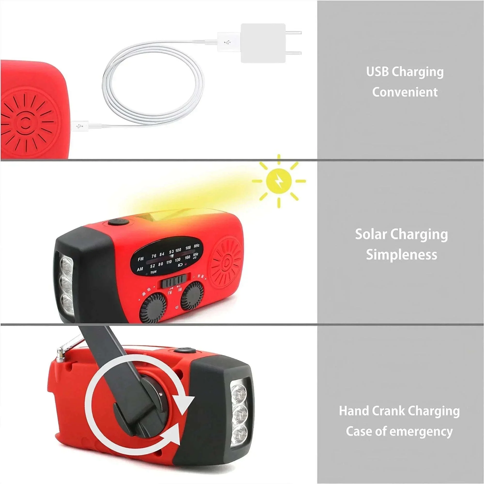 STONEGO Multifunctional Emergency Radio with Solar and Hand Crank - Image 8