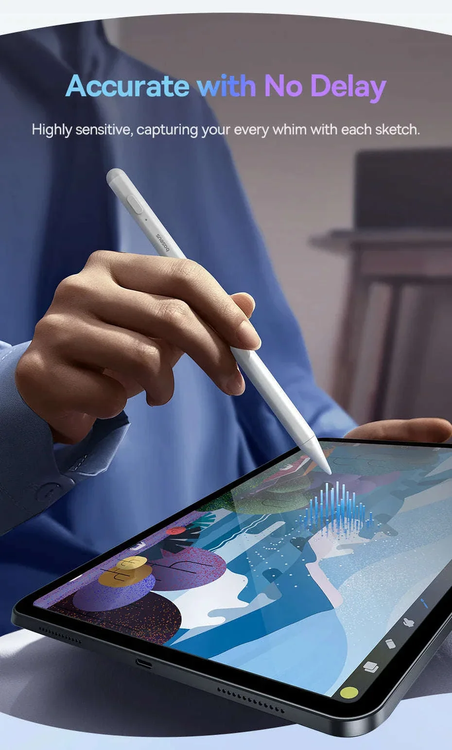 Stylus Pen for iPad with Palm Rejection, LED & Magnetic Design - Image 12