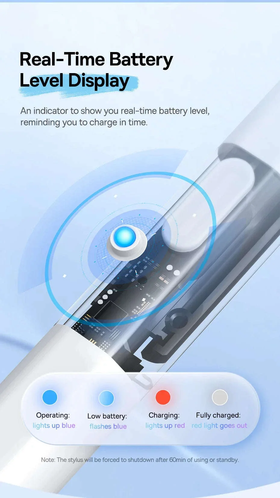 Stylus Pen for iPad with Palm Rejection, LED & Magnetic Design - Image 15