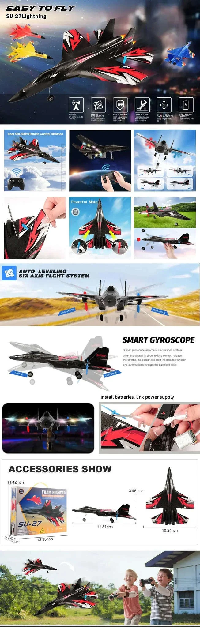 SU35 RC Plane with LED Lights and 2.4GHz Control - Image 11