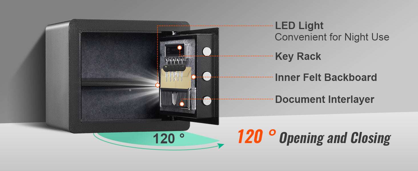 1.2 Cubic Feet Digital Safe Box with Key & Alarm Security - Image 14